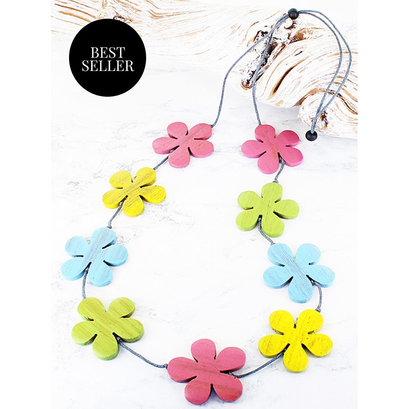 Wooden Daisy Necklace