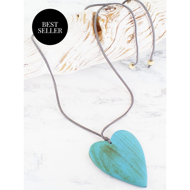 Necklace with Wooden Heart Pendant