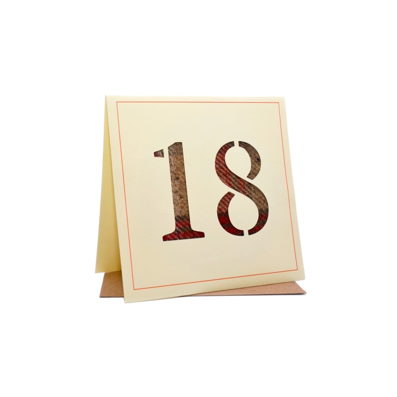 18th Tweed Fabric Birthday Card