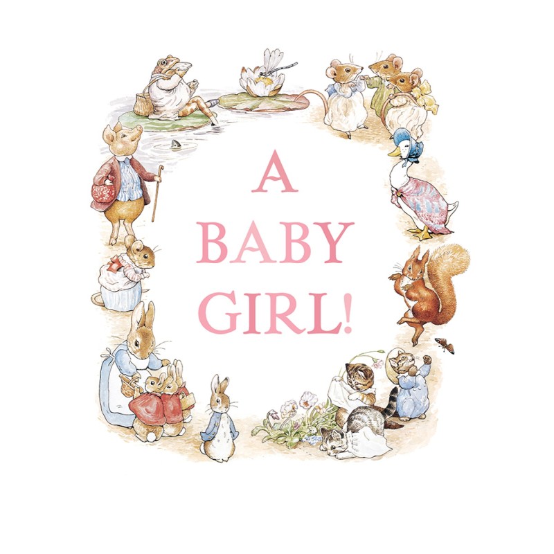 A Baby Girl! Peter Rabbit Beatrix Potter New Baby Card