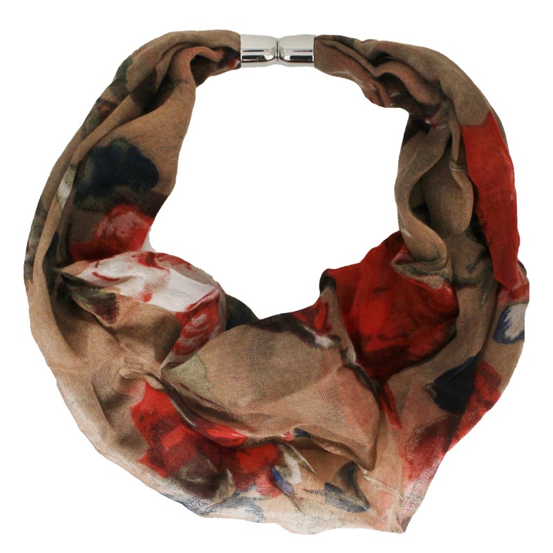 Abstract Rose Print Magnetic Scarf