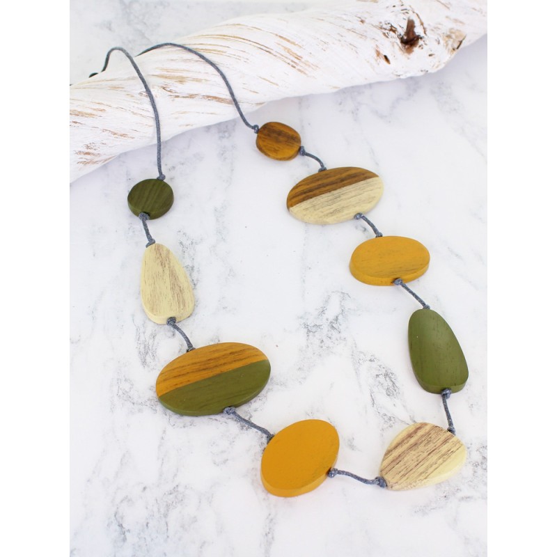 Adjustable Mixed Rounded Shape Wooden Necklace