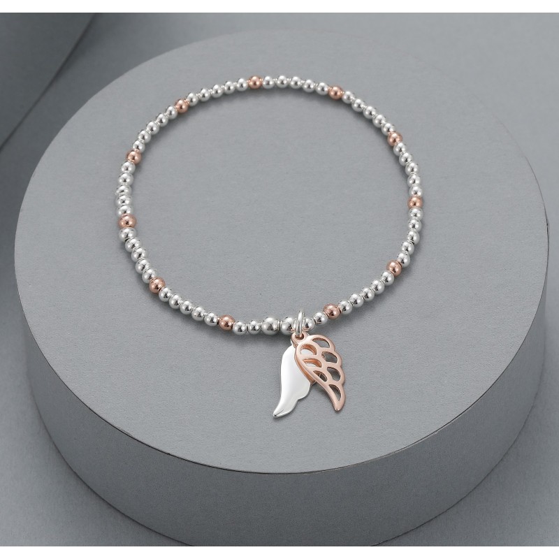 Elasticated Angel Wings Charm Bracelet