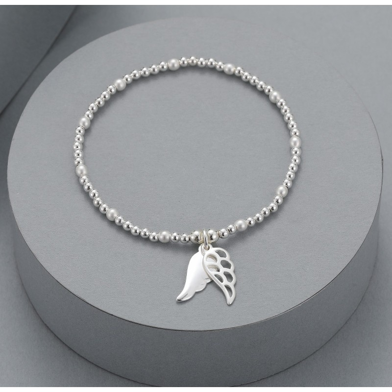 Elasticated Angel Wings Charm Bracelet