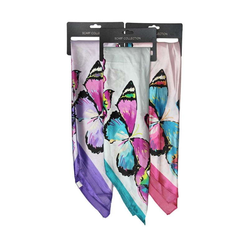 Butterfly Print Faux Silk Square Scarves