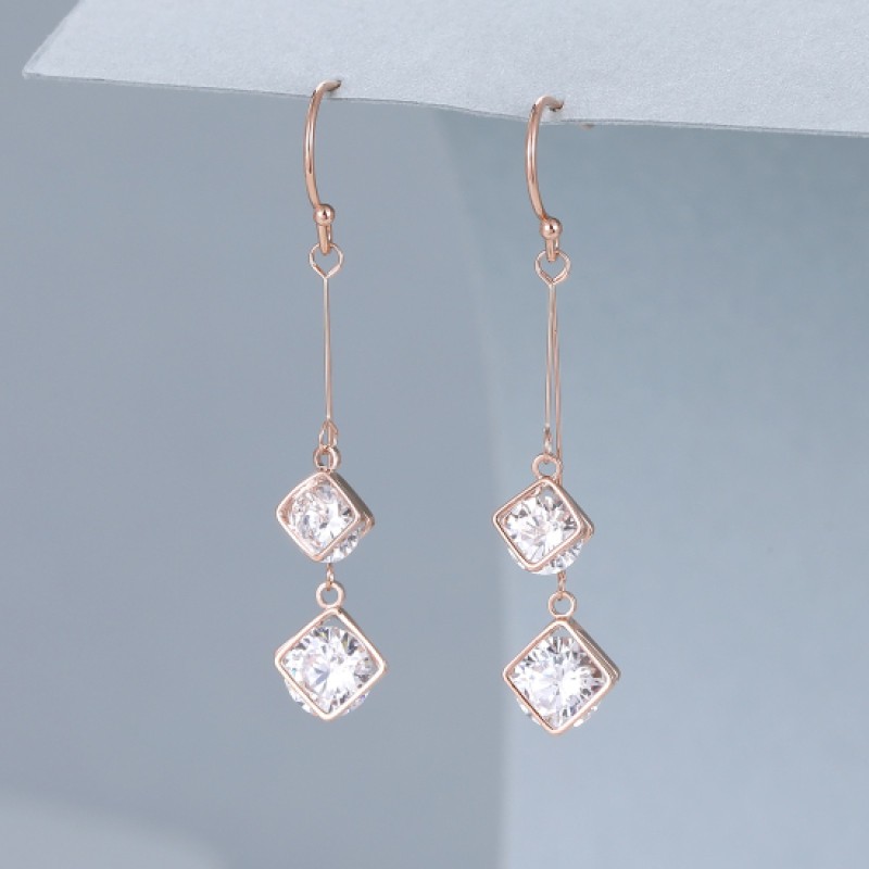 Dainty Cubic Zurconia Square Earrings
