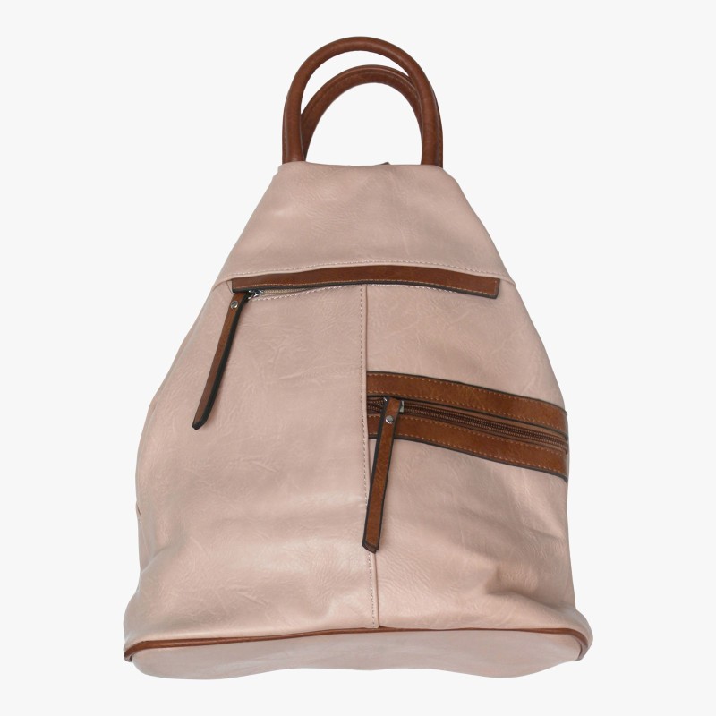 Faux Leather Zip-Detail Backpack