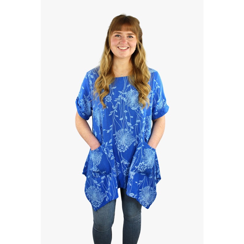 Floral Cotton Top with Pockets