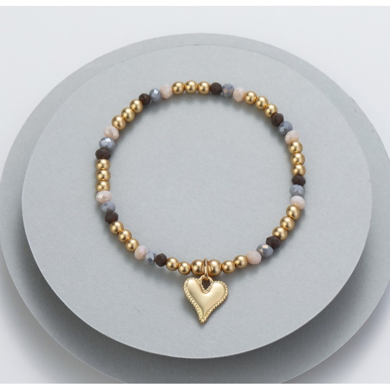 Elasticated Gold Heart Charm Bracelet