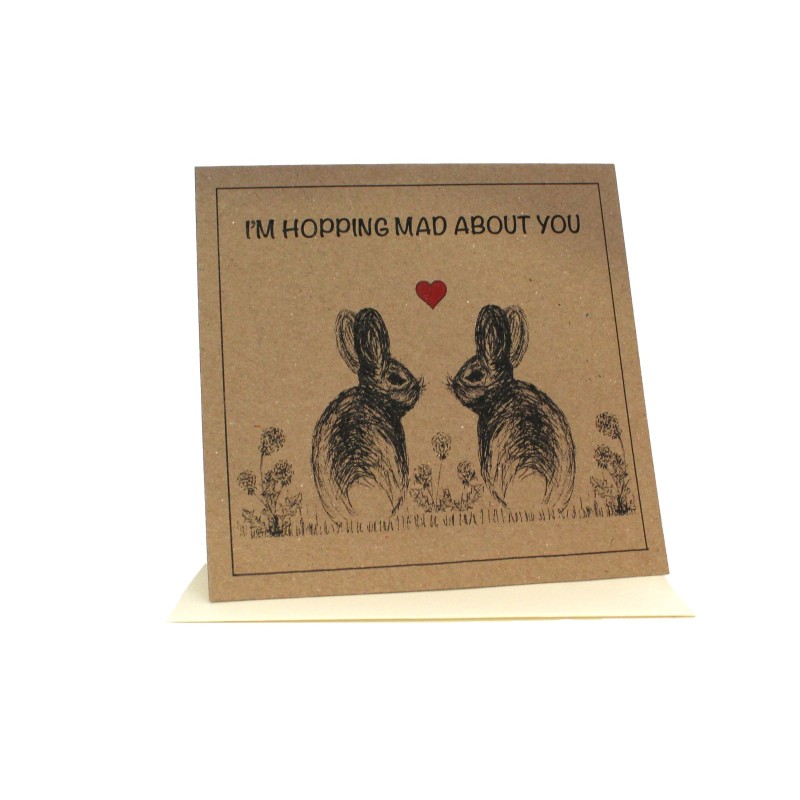 I'm Hopping Mad About You Rabbit Greeting Card