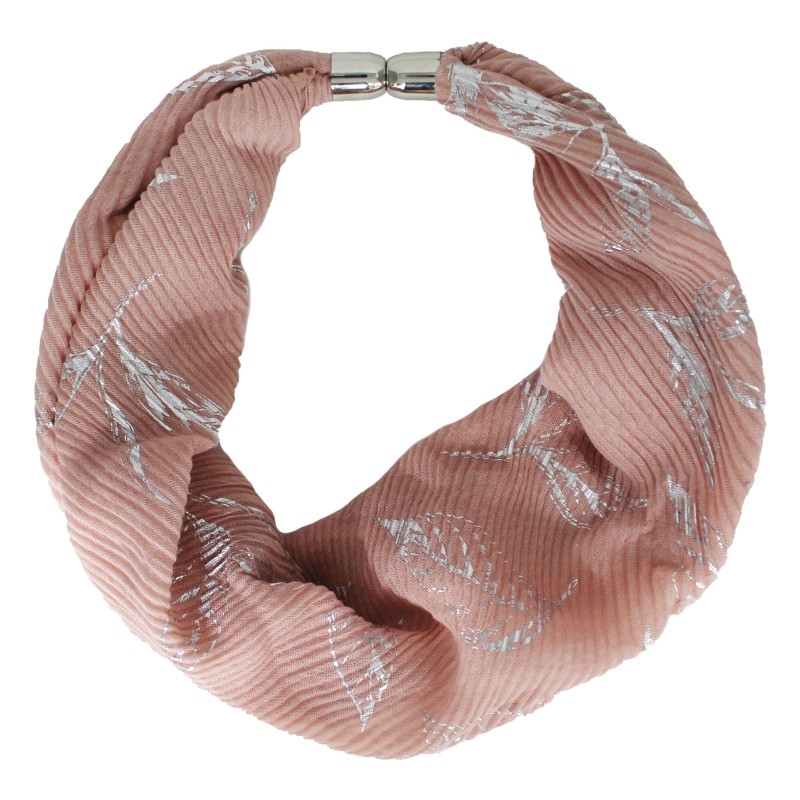 Metallic Leaf Print Magnetic Scarf