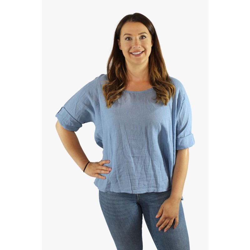 Linen Top with 3/4 Sleeves