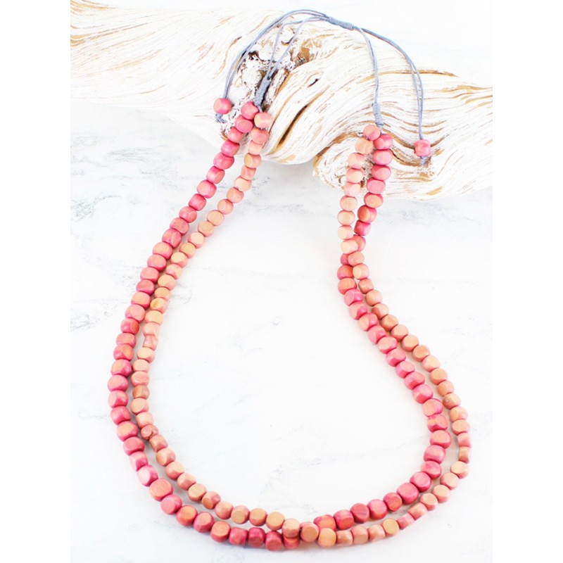 Long Beaded Wooden Necklace