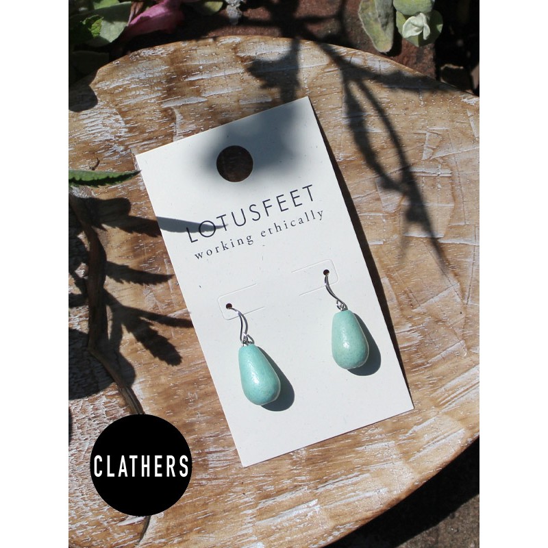 Lotus Feet Teardrop Wooden Earrings