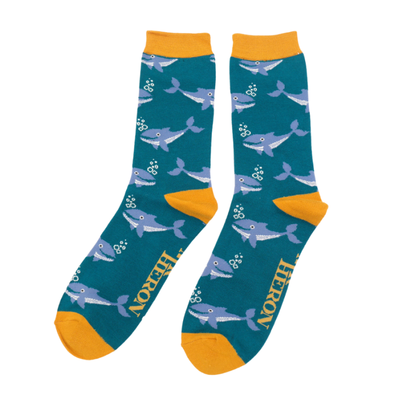 Men's Whale Print Bamboo Socks