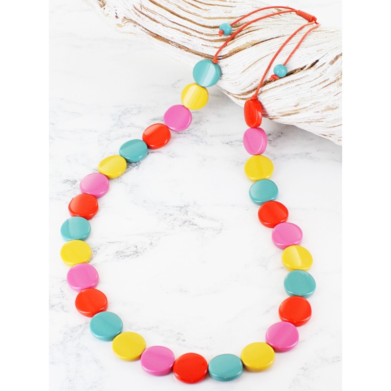 Multicoloured Resin Disc Necklace