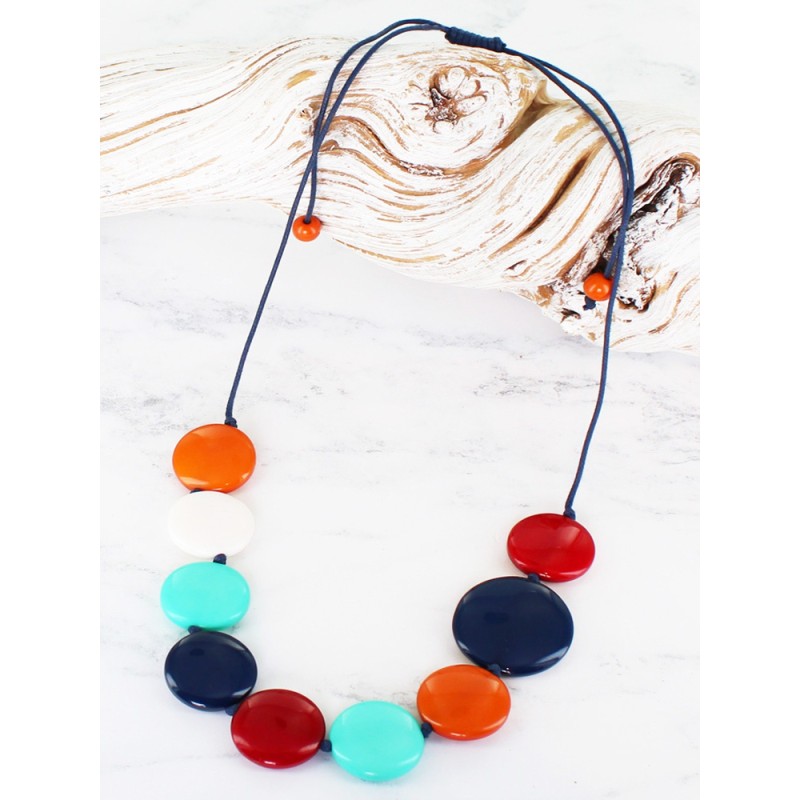 Multicolour Resin Disc Necklace