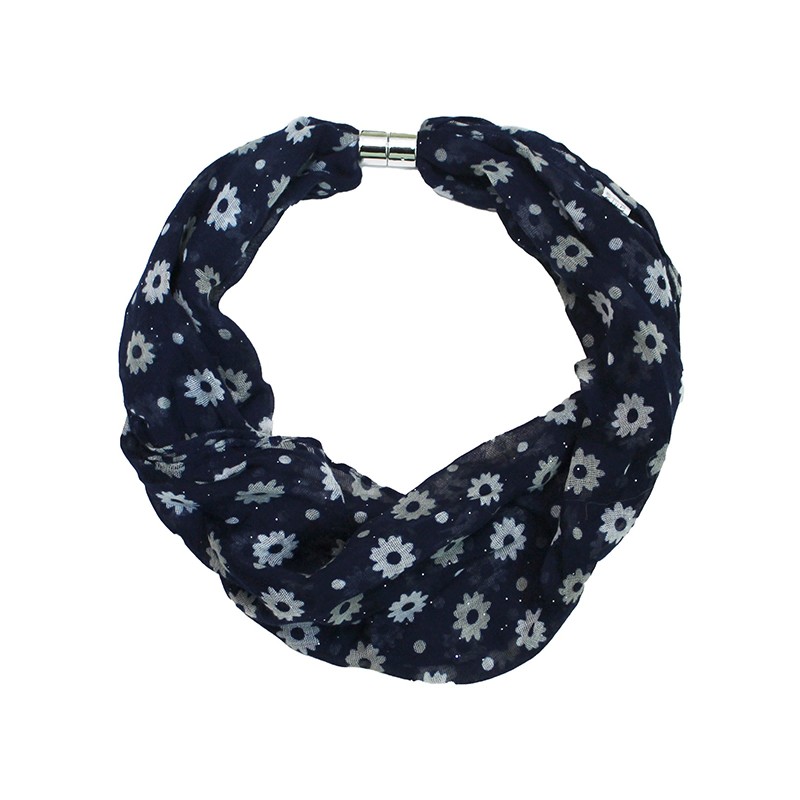 Navy Floral Magnetic Scarf