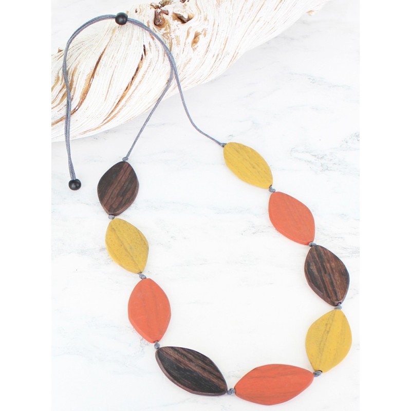 Adjustable Oval Wooden Necklace