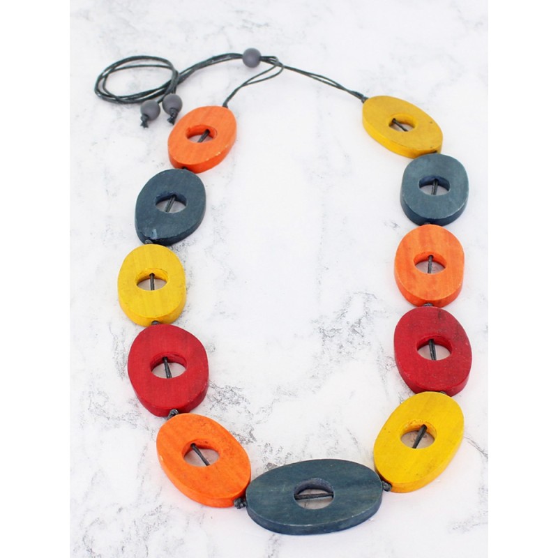 Oval Wooden Necklace