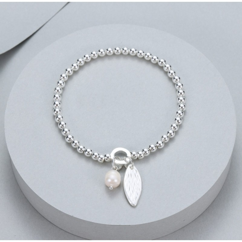 Elasticated Pearl Charm Bracelet