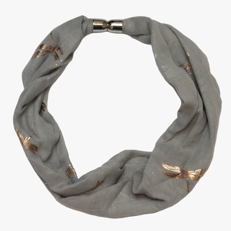 Magnetic Rose Gold Dragonfly Scarf