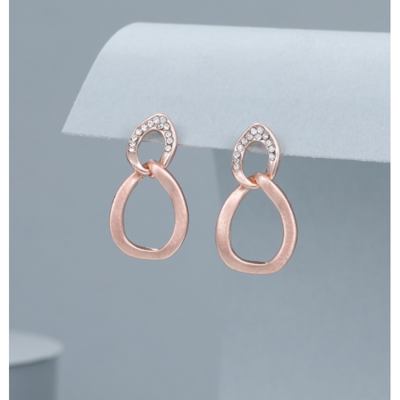 Rose Gold Drop Earrings with Diamantés