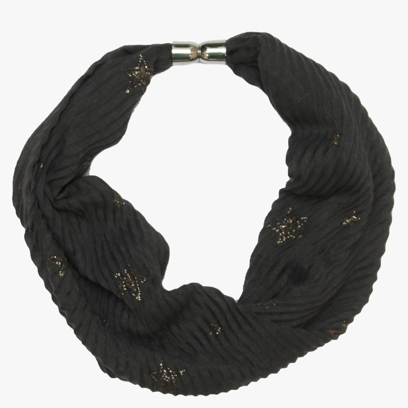 Magnetic Charcoal Sparkly Star Scarf