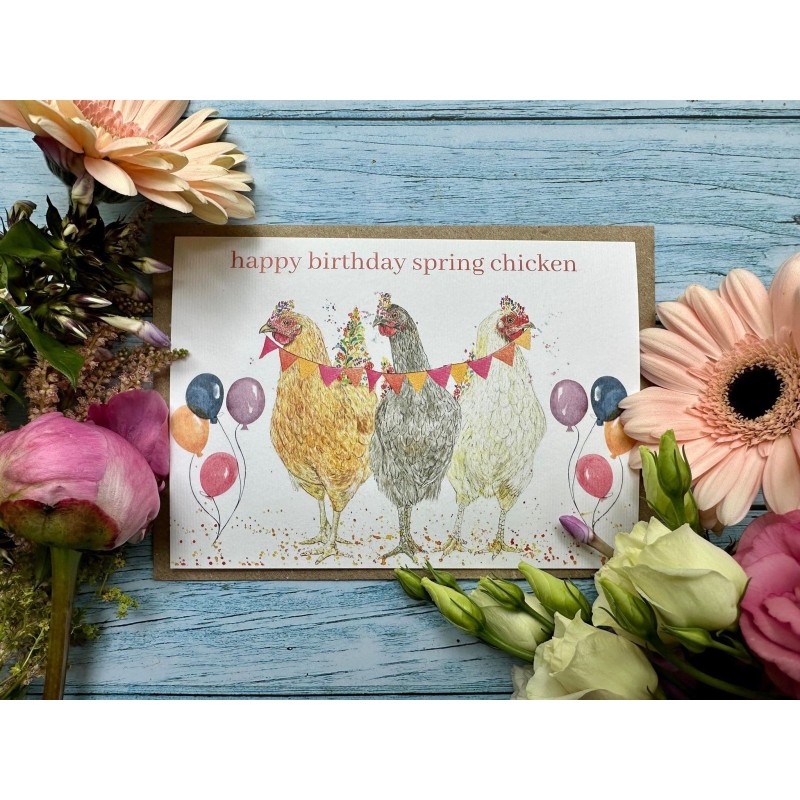 Happy Birthday Spring Chicken Greetings Card