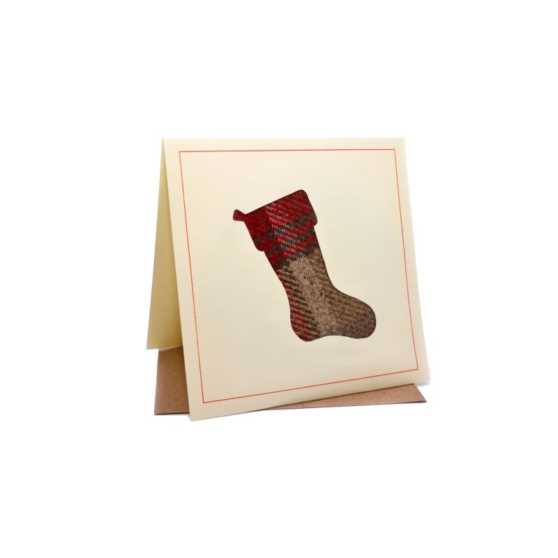 Stocking Country Tweed Christmas Card