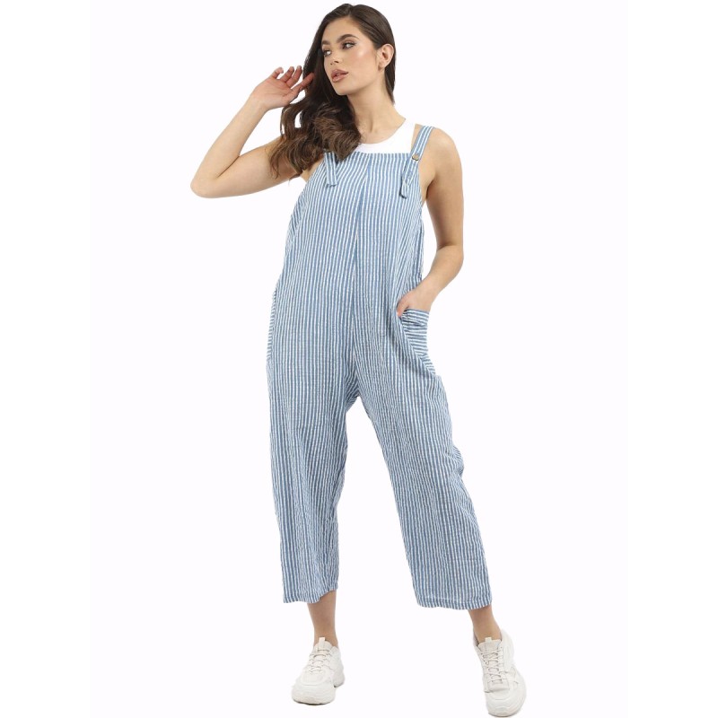 Made in Italy Striped Dungarees with Pockets