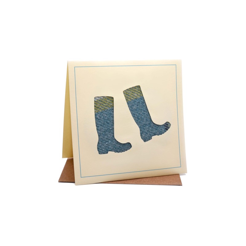 Welly Boots Country Tweed Greeting Card