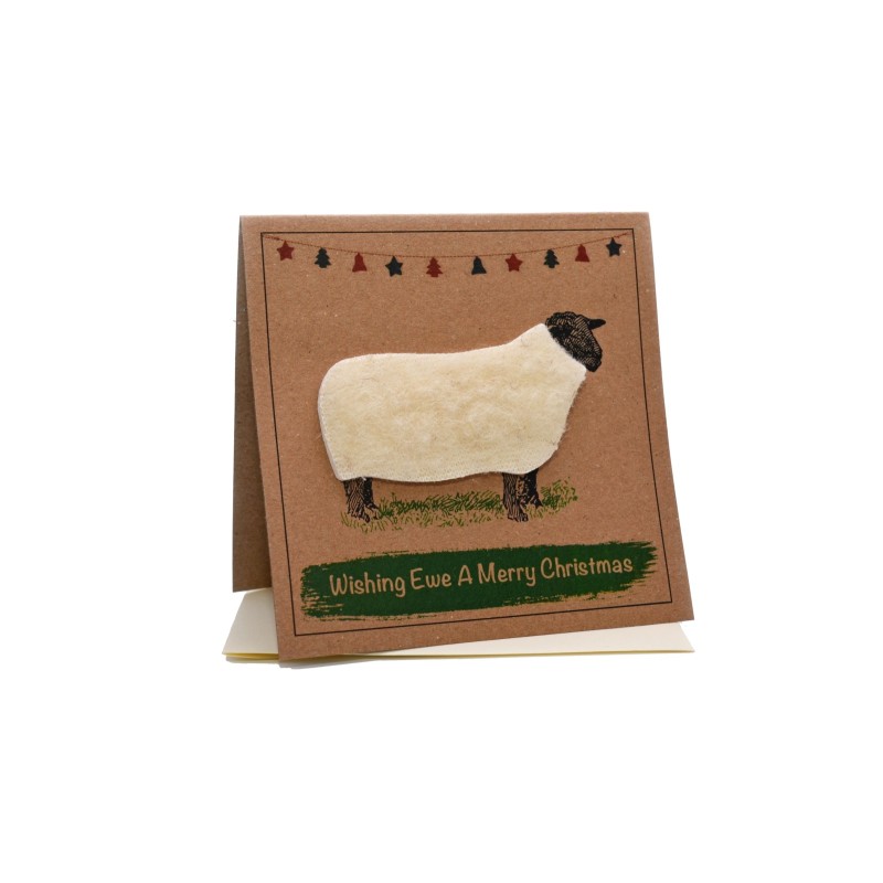 Wishing Ewe A Merry Christmas Sheep Greeting Card