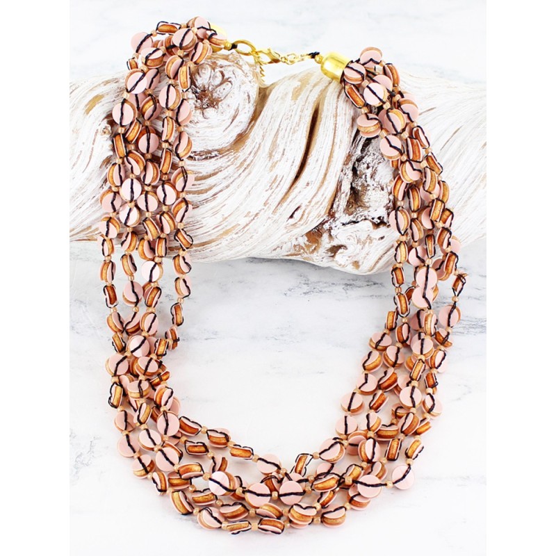 Wooden Bead & Sequin Necklace