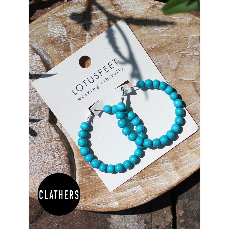 Lotus Feet Wooden Hoop Earrings