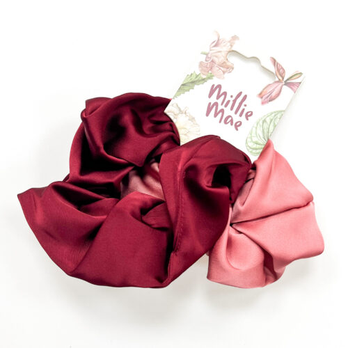 Millie Mae Satin Scrunchie - Burgundy