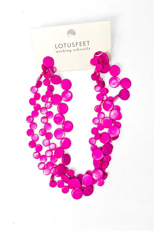 Lotus Feet Multi-strand Wooden Disk Necklace