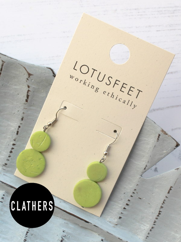 Wooden Circle Stack Drop Earrings