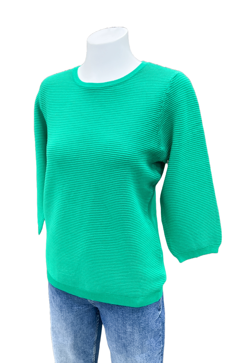 WOCLJU0018 - Green Ribbed Knit Jumper