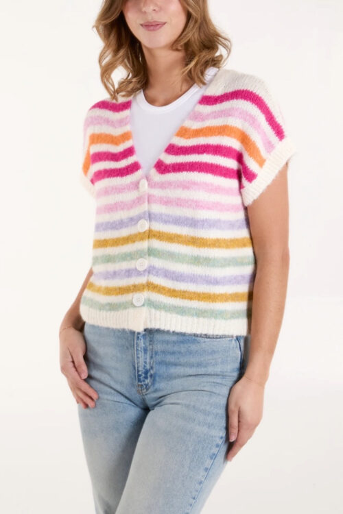 WOCLJU0022 - Rainbow Stripe Knitted Vest