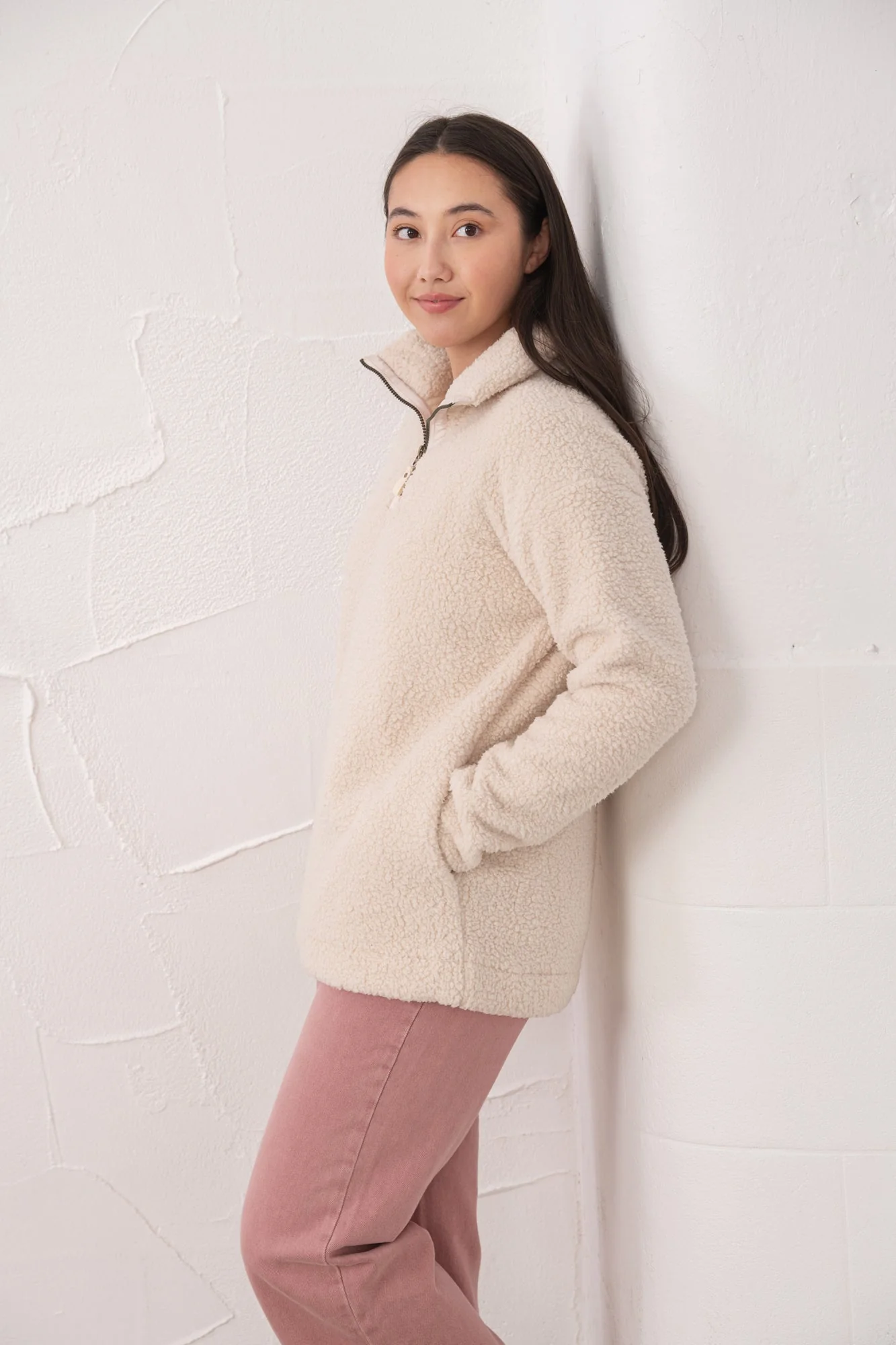 WOCLJU0024 - Cream 3 Lighthouse Bay Half Zip Fleece