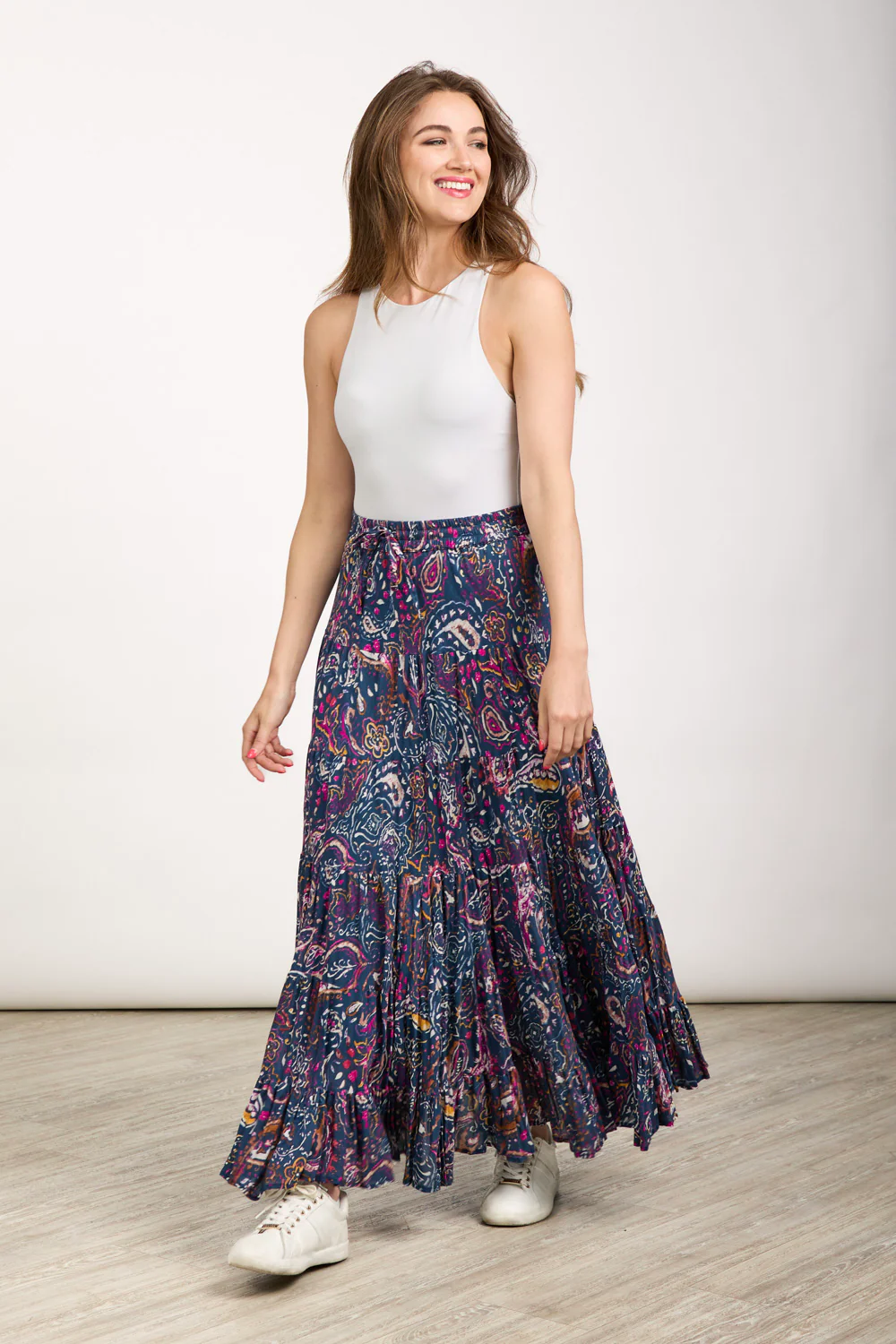 WOCLSK0001 - Women's Paisley Skirt in Blue