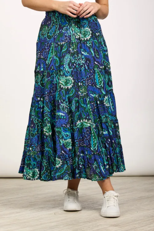 WOCLSK0001 - Women's Paisley Skirt in Teal