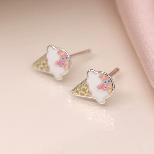 Ice Cream Stud Earrings in silver