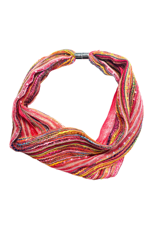Striped Mesh Magnetic Scarf