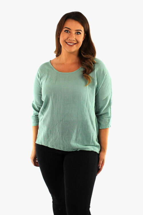 Lightweight Linen Top with 3/4 Sleeves