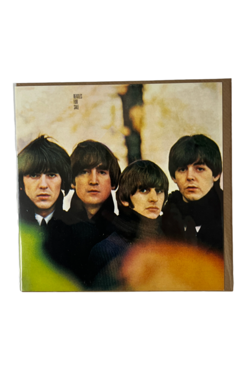 Celebrate classic rock nostalgia with this Beatles for Sale-inspired greetings card, featuring vintage artwork and a tribute to the Fab Four’s iconic 1964 album—perfect for Beatles fans of all ages.