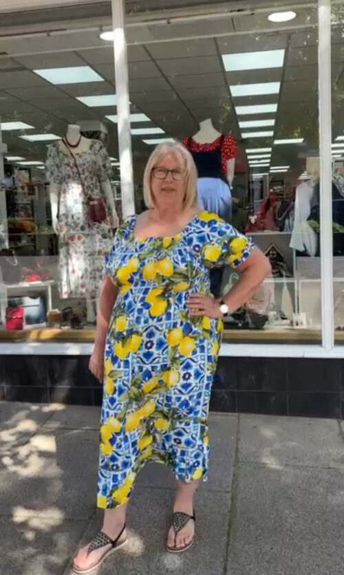 Lemon Print Midi Dress