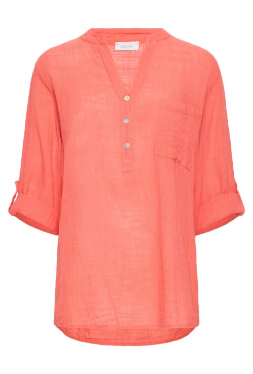 100% Cotton Half Button Blouse