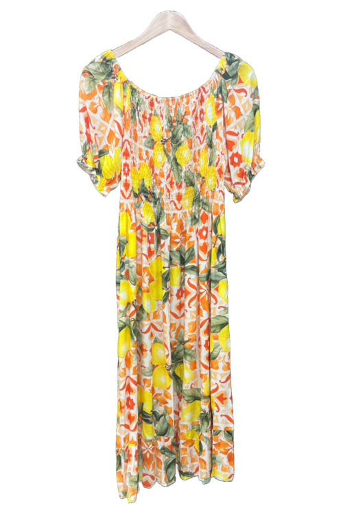 Lemon Print Midi Dress
